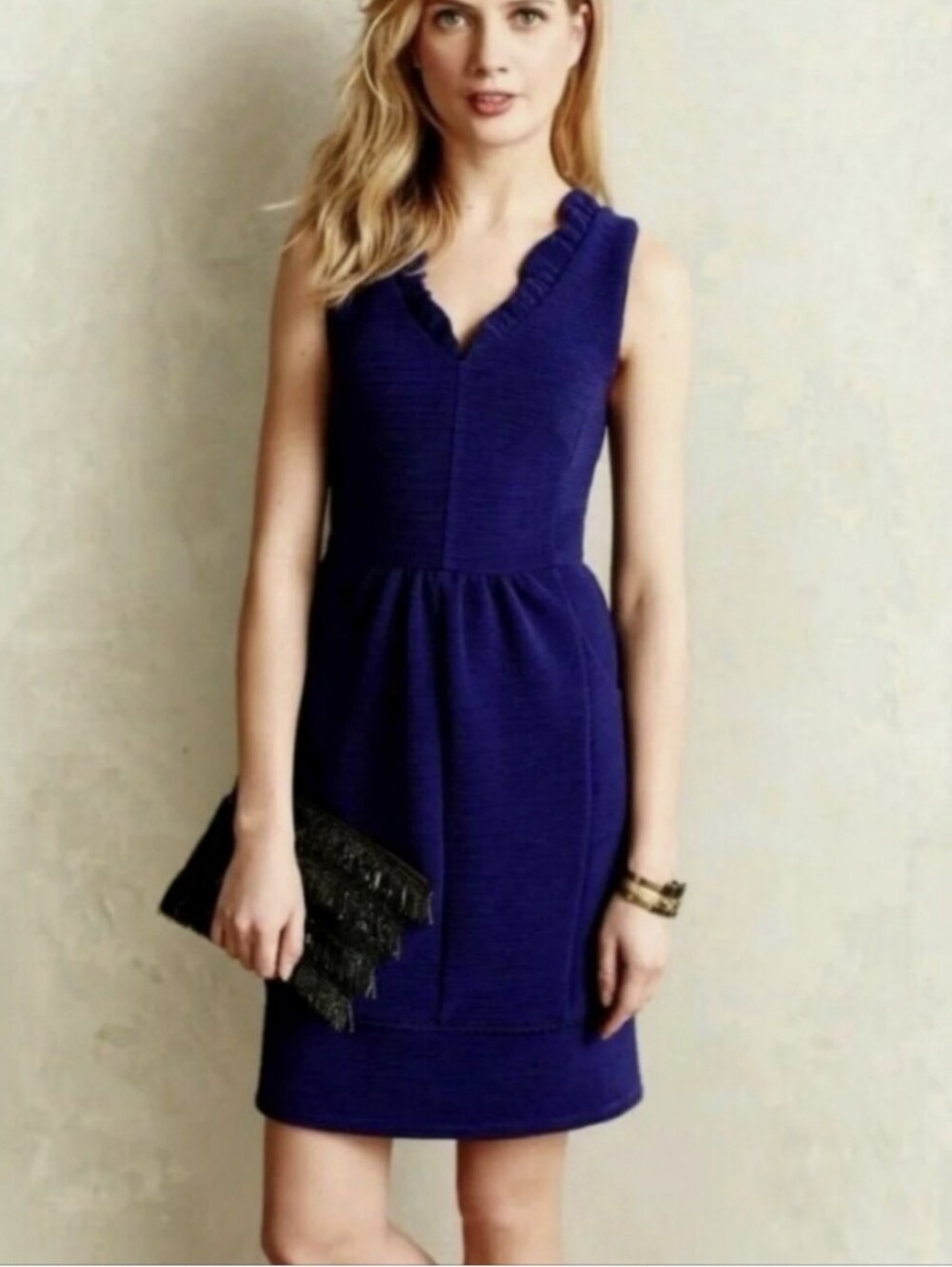Maeve Anthropologie Sleeveless Knit Sheath Dress Large NWT $158 Ruffle Ottoman